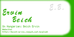 ervin beich business card